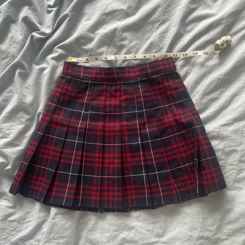 Red Plaid American Apparel Pleated Tennis Skirt